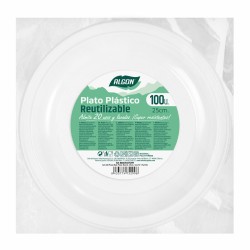 Lot d'assiettes réutilisables Algon Rond Blanc Plastique 25 x 25 x 2,5 cm (6 Unités)