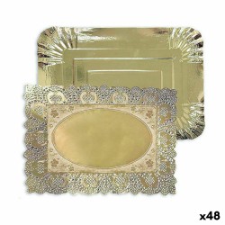 Plateau apéritif Algon Doré Rectangulaire 23 x 29,5 x 1 cm (48 Unités)