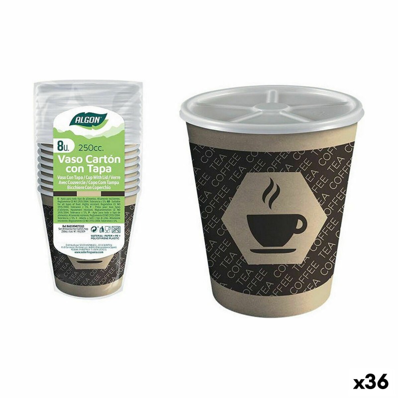 Set de Verres Algon Carton Café 8 Pièces 250 ml (36 Unités)