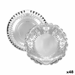 Plateau apéritif Algon Argenté Ronde 35 x 35 x 2 cm (48 Unités)