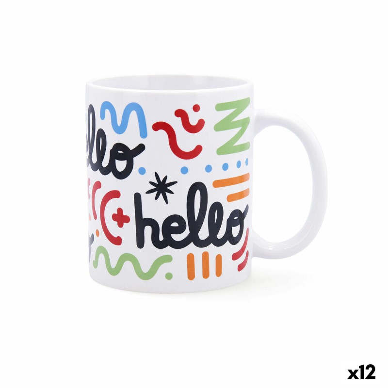 Tasse Quid Hello Bandes dessinées Multicouleur Céramique 330 ml (12 Unités)