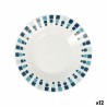 Deep Plate Quid Simetric Blue Ceramic 20 cm (12 Units)