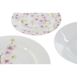 Set de Vajilla Home ESPRIT Blanco Verde Rosa Porcelana 18 Piezas 27 x 27 x 2 cm