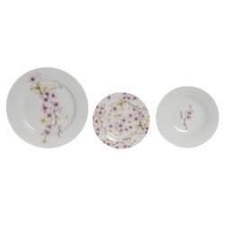 Set de Vajilla Home ESPRIT Blanco Verde Rosa Porcelana 18 Piezas 27 x 27 x 2 cm