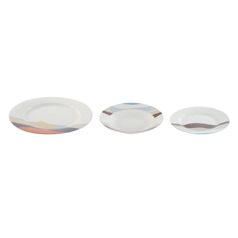 Set de Vajilla Home ESPRIT Azul Verde Porcelana Tropical 18 Piezas 27 x 27 x 2 cm