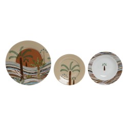 Service de Vaisselle Home ESPRIT Beige Multicouleur Porcelaine 18 Pièces 27 x 27 x 2 cm