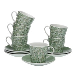 Juego de Tazas de Café Versa Flores 6 Unidades Porcelana