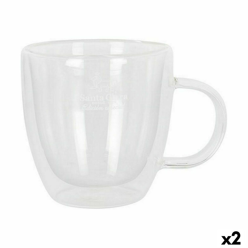 Juego de Tazas Santa Clara Vidrio de Borosilicato 150 ml Térmica 2 Unidades (2 Piezas)