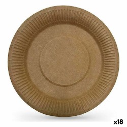 Plate set Algon Disposable kraft paper 10 Pieces 23 cm (18 Units)