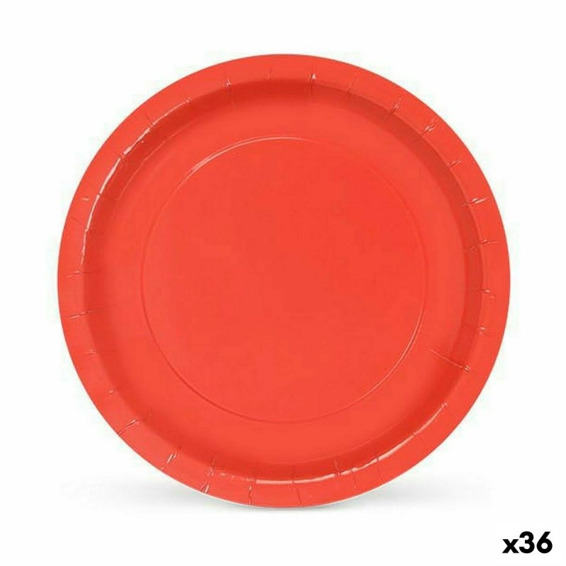 Set de Platos Algon Desechables Cartón Rojo 10 Piezas 20 x 20 x 1,5 cm (36 Unidades)