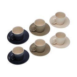 Juego de 6 Tazas de Té con Plato Versa Tashi Gres 8,3 x 7,8 x 8,3 cm