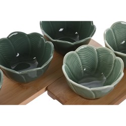 Ensemble à apértif Home ESPRIT Vert Vert foncé Bambou Porcelaine Tropical 4 Pièces 32 x 10 x 7 cm (2 Unités)