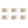 Set of 6 Cups with Plate Home ESPRIT Yellow White Pink Lilac Metal Dolomite 180 ml