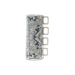 Ensemble de tasses à café Home ESPRIT Beige Gris Rose Lila Métal Bambou Dolomite 260 ml