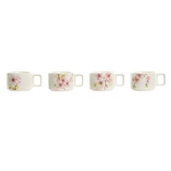 Ensemble de tasses à café Home ESPRIT Blanc Rose Lila Métal Bambou Dolomite 260 ml