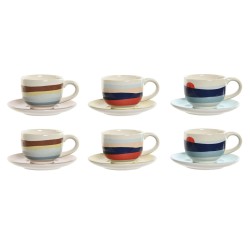 Jeu de 6 tasses avec plat Home ESPRIT Jaune Bleu Vert Lila Métal Dolomite 180 ml