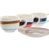 Set of 6 Cups with Plate Home ESPRIT Yellow Blue Green Lilac Metal Dolomite 180 ml