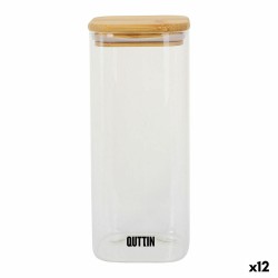 Recipiente Conservador de Alimentos Quttin Bambú Vidrio de Borosilicato 1 L (12 Unidades)