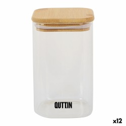 Recipiente Conservador de Alimentos Quttin Bambú Vidrio de Borosilicato 720 ml (12 Unidades)