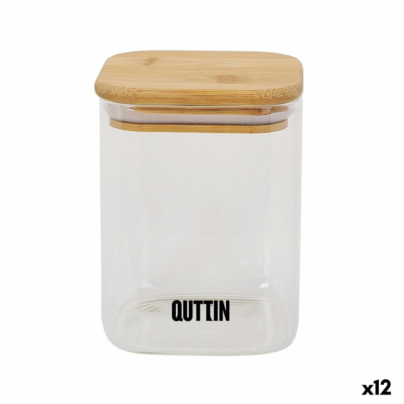 Recipiente Conservador de Alimentos Quttin Bambú Vidrio de Borosilicato 480 ml (12 Unidades)