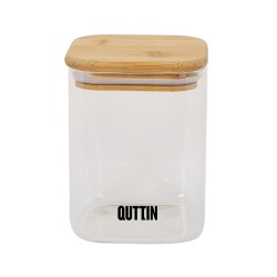 Recipiente Conservador de Alimentos Quttin Bambú Vidrio de Borosilicato 480 ml (12 Unidades)