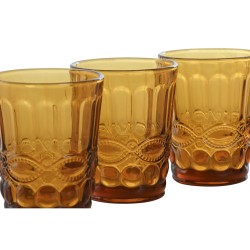 Set de Verres Home ESPRIT Ambre Verre Avec relief 240 ml (6 Unités)