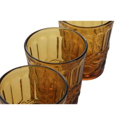 Set de Vasos Home ESPRIT Ambar Cristal Con relieve 240 ml (6 Unidades)