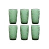 Set de Vasos Home ESPRIT Verde Cristal Con relieve 370 ml (6 Unidades)