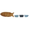 Set de Aperitivo Home ESPRIT Azul Azul marino Porcelana Acacia Pez Mediterráneo 28 x 9,7 x 1,3 cm 4 Piezas