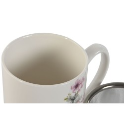 Tasse avec filtre pour infusions Home ESPRIT Bleu Blanc Rose Acier inoxydable Porcelaine 380 ml (2 Unités)