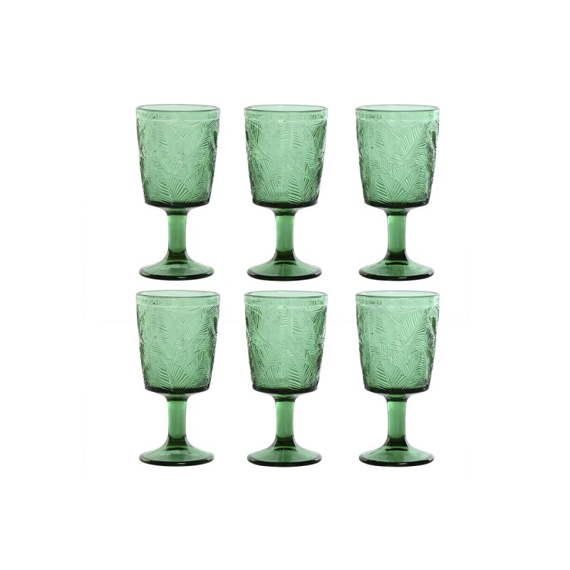 Set de Copas Home ESPRIT Verde Cristal 285 ml (6 Unidades)