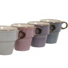 Juego de 4 Tazas Mug Home ESPRIT Azul Blanco Gris Granate Metal Gres 12 x 12 x 21,5 cm