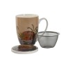 Taza con Filtro para Infusiones Home ESPRIT Azul Beige Terracota Acero Inoxidable Porcelana 380 ml (2 Unidades)