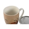 Tasse avec filtre pour infusions Home ESPRIT Bleu Beige Terre cuite Acier inoxydable Porcelaine 380 ml (2 Unités)