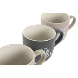 Juego de 4 Tazas Mug Home ESPRIT Amarillo Beige Gris Rosa Porcelana 410 ml 13 x 9 x 9,4 cm