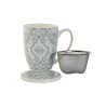 Taza con Filtro para Infusiones Home ESPRIT Azul Beige Acero Inoxidable Porcelana 380 ml (2 Unidades)