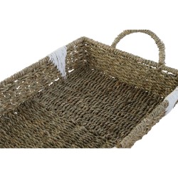 Juego de Bandejas Home ESPRIT Blanco Natural Metal 51 x 30,5 x 13 cm (3 Unidades)