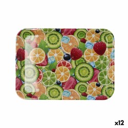 Breakfast tray Quid Habitat Multicolour Plastic 32 x 23 x 1,7 cm With handles Fruits (12 Units)