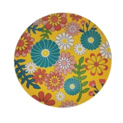 Assiette plate Versa Jaune Polyéthylène RPET Fleurs Ø 25 cm