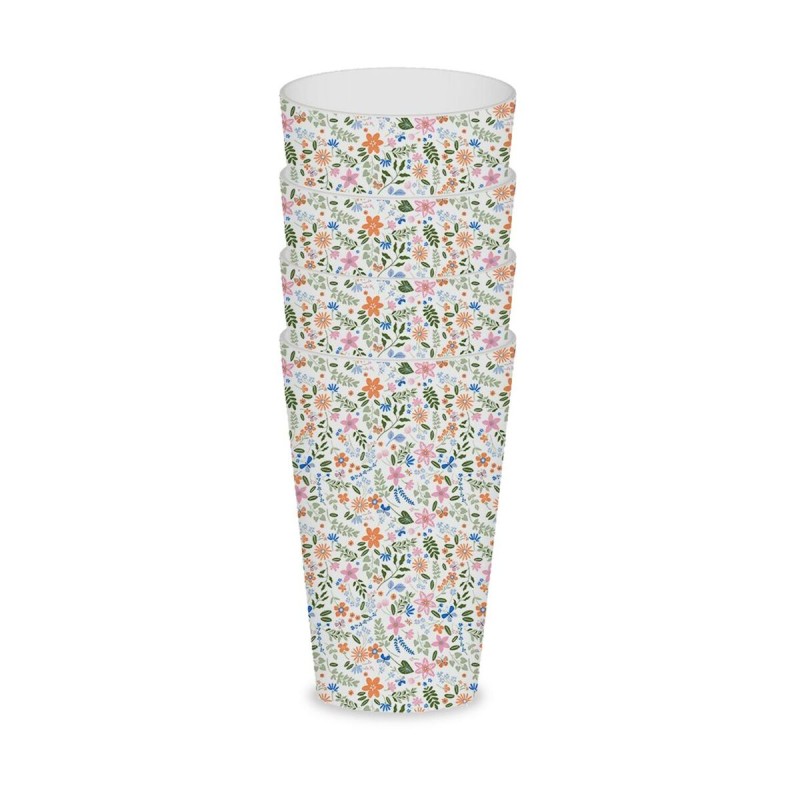 Set de Vasos Versa Polietileno RPET Flores 4 Piezas