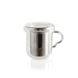 Cup with Tea Filter Quid Serenia Transparent Glass Stainless steel 350 ml (12 Units)