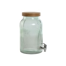 Dispensador de bebidas Home ESPRIT Plateado Silicona Bambú Cristal Plástico 5,5 L 18 x 18 x 31 cm