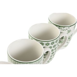 Juego de 4 Tazas Mug Home ESPRIT Blanco Verde Porcelana 340 ml