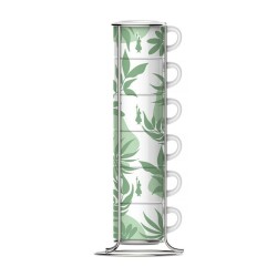 Ensemble de 6 tasses à café Bialetti 29597 Blanc Vert Porcelaine 90 ml (6 Unités)