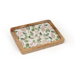 Plateau apéritif Romimex Blanc Vert Bois de manguier Rectangulaire Volets 20 x 2 x 16 cm