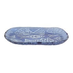 Plateau apéritif Romimex Bleu verre Rectangulaire 27 x 3 x 15 cm