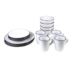 Lot de tasses avec soucoupes Romimex Blanc Céramique (16 Pièces)