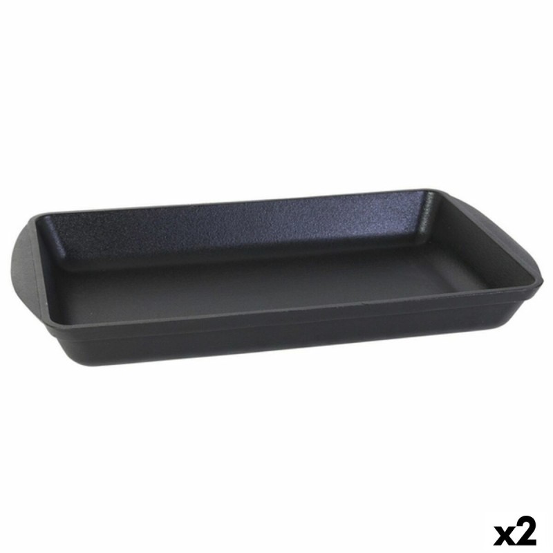 Plat à Gratin Inde Fonte Noir 50 x 30 x 6,5 cm (2 Unités)