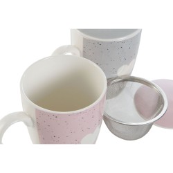 Tasse avec filtre pour infusions Home ESPRIT Gris Rose 340 ml (2 Unités)