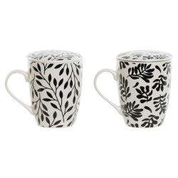 Taza con Filtro para Infusiones Home ESPRIT Azul Blanco Negro Moderno 340 ml (2 Unidades)